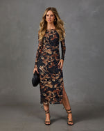 Last Bloom Floral Mesh Midi Dress