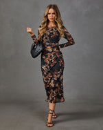 Last Bloom Floral Mesh Midi Dress