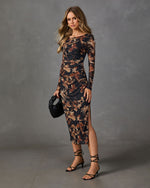 Last Bloom Floral Mesh Midi Dress