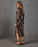 Last Bloom Floral Mesh Midi Dress