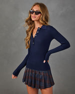Emana Ribbed Quarter Button Down Top