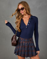Emana Ribbed Quarter Button Down Top
