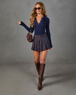 Emana Ribbed Quarter Button Down Top