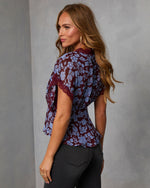 Pelima Printed Lace Trim Top