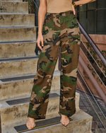 Jennae Rigid High Rise Straight Leg Camo Print Jeans