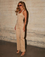 Taupe % Zachary Corduroy Sleeveless Jumpsuit-3