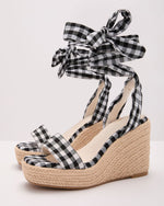 Sun Muse Gingham Espadrille Wedge Sandals
