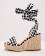 Sun Muse Gingham Espadrille Wedge Sandals