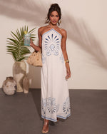 Kirby Abstract Shell Print Halter Neck Maxi Dress
