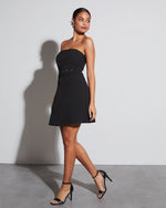 Black % Valla Strapless Belted Mini Dress-3