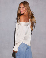 Cream % Runway Girl Satin Off Shoulder Top-4
