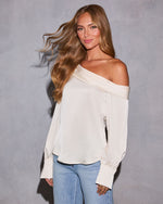 Cream % Runway Girl Satin Off Shoulder Top-3