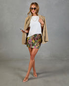 Sunset Fever Embellished Abstract Mini Skirt