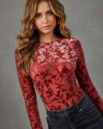 Rustic Romance Mesh Flocked Floral Bodysuit
