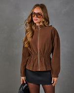 Fireside Oak Faux Suede Peplum Jacket