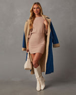 Taupe % Gellar Ribbed Mini Sweater Dress-5