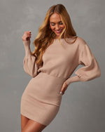 Taupe % Gellar Ribbed Mini Sweater Dress-6