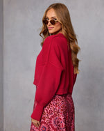 Red % Elouise Cropped Crewneck Sweater-4