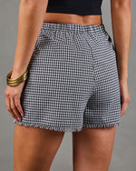 Minimal Romance Linen Blend Drawstring Gingham Shorts