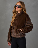 Chai Chat Faux Fur Funnel Neck Jacket