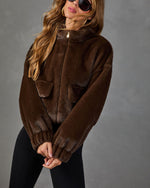 Chai Chat Faux Fur Funnel Neck Jacket