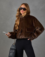 Chai Chat Faux Fur Funnel Neck Jacket