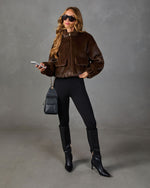 Chai Chat Faux Fur Funnel Neck Jacket
