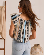 Resort Ready Off The Shoulder Abstract Top