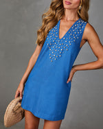 Bright Nights Embellished Denim Mini Dress