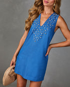 Bright Nights Embellished Denim Mini Dress