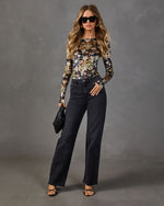 Wilted Romance Floral Velvet Bodysuit