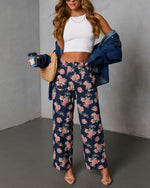 New Bloom Printed Rigid Straight Leg Jeans