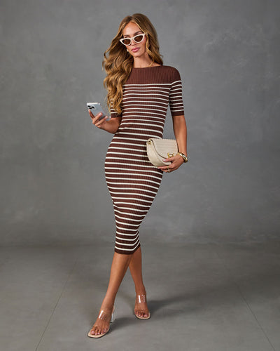 Easy Rise Striped Knit Midi Dress – VICI