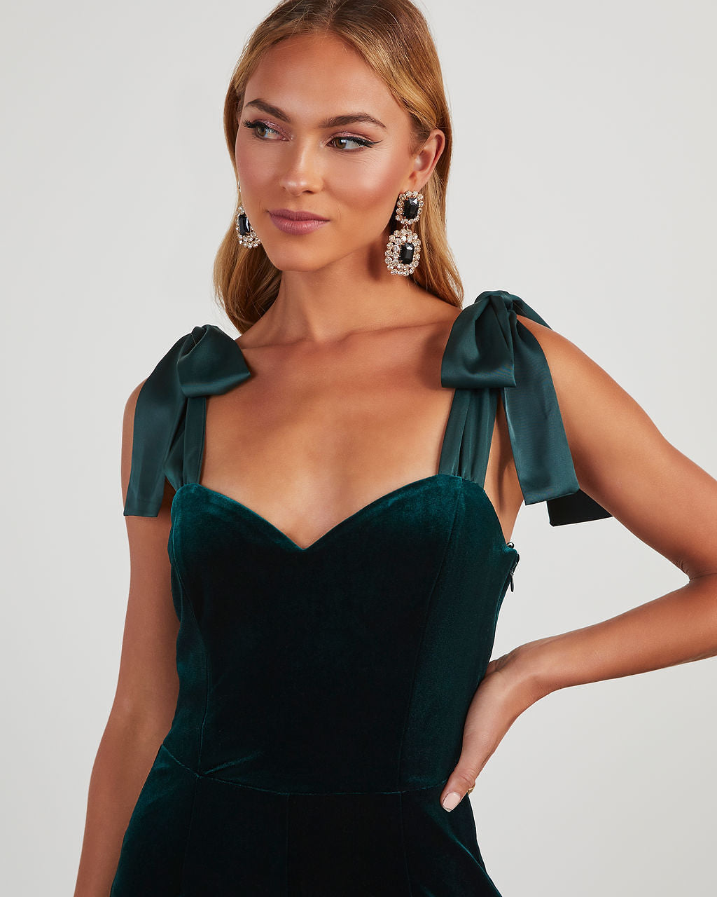 Logan Velvet Shoulder Tie Jumpsuit – VICI