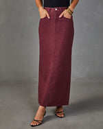 Toasted Glow Denim Midi Skirt
