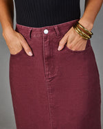 Toasted Glow Denim Midi Skirt