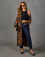 Caterina Knit Paisley Waist Tie Duster Cardigan