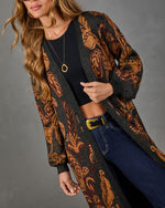 Caterina Knit Paisley Waist Tie Duster Cardigan