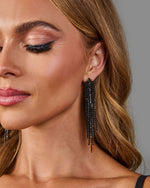 Chanelle Fringe Rhinestone Dangle Earrings