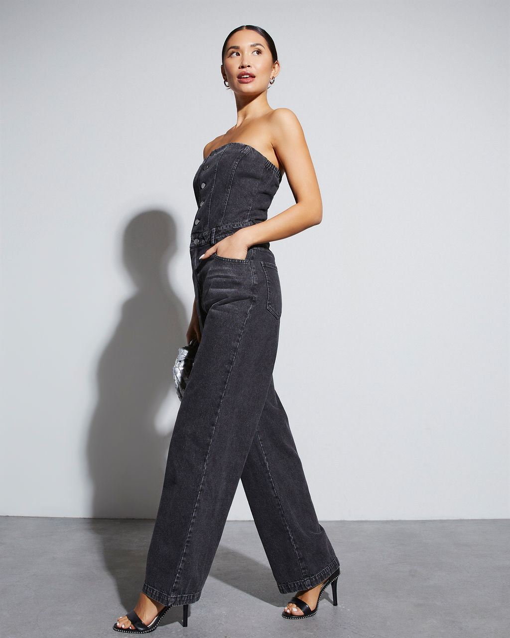 Strapless Cargo Denim Jumpsuit Light Wash – Rag & Muffin