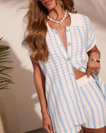 Poolside Lagoon Striped Knit Top
