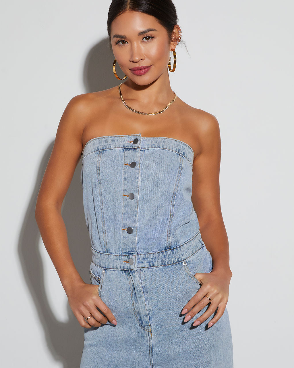 Strapless Lace-up Ruffles One Piece Jumpsuit | Jumpsuits and romper,  Jumpsuit fashion, Fashion