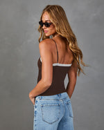 Painted Bloom Ribbed Lace Trim Cami