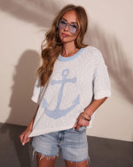 Sweet Sailor Novelty Anchor Print Sweater