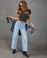 Fontana Stretch High Rise Relaxed Leg Seam Detail Jeans