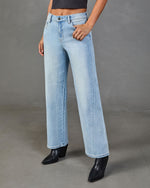 Fontana Stretch High Rise Relaxed Leg Seam Detail Jeans