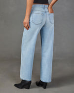 Fontana Stretch High Rise Relaxed Leg Seam Detail Jeans