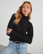 Black % Stepping Out Turtleneck Sweater-1
