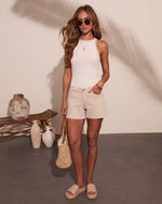 White % Fresh Tide Contrast Trim Tank Top-2