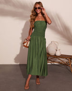 Moonlit Letters Strapless Maxi Dress